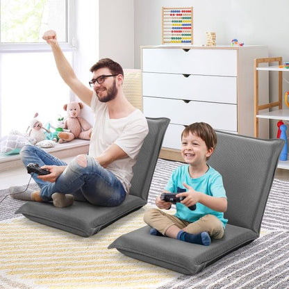 Foldable Floor Chair with Robust Armchair for Watching TV-Grey