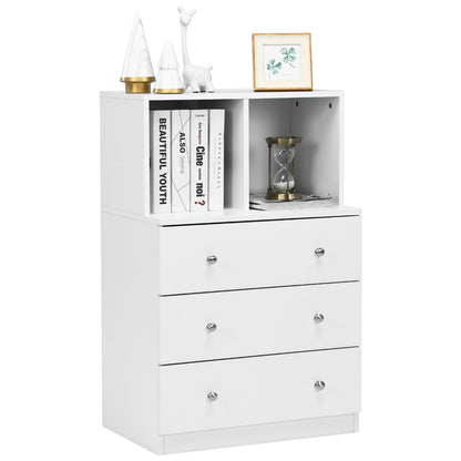 3-Drawer Dresser with 2 Open Compartments for Living Room Bedroom-White