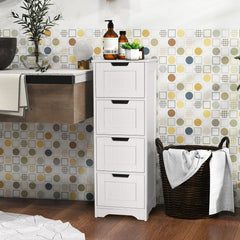 Floor Storage Cabinet Freestanding Bathroom Cabinet with 4 Drawers-White