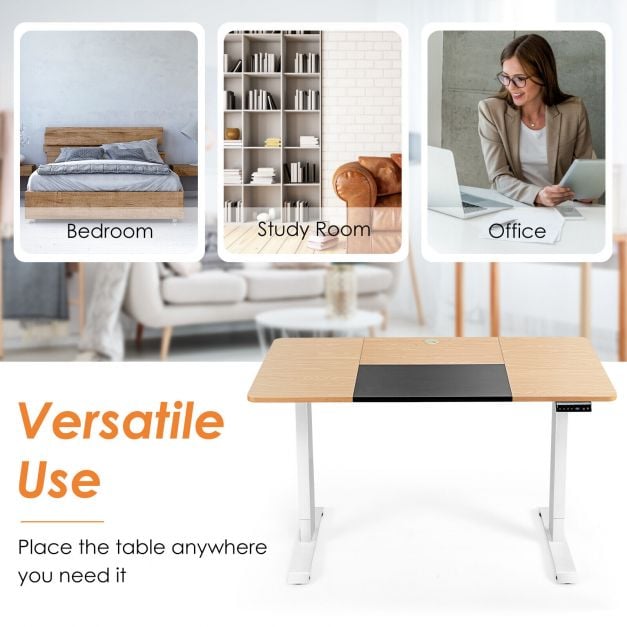 Electric Height Adjustable Standing Desk with Memory Smart Presets and Anti-Collision Function-Natural