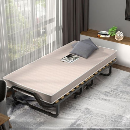 Folding Bed with 10cm Memory Foam Mattress and Wheels