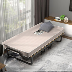 Folding Bed with 10cm Memory Foam Mattress and Wheels-White