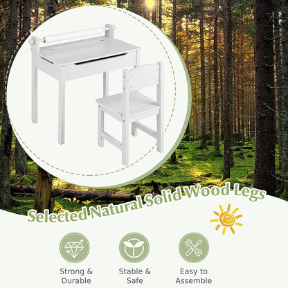 Kids Table and Chair Set with Paper Roll-White