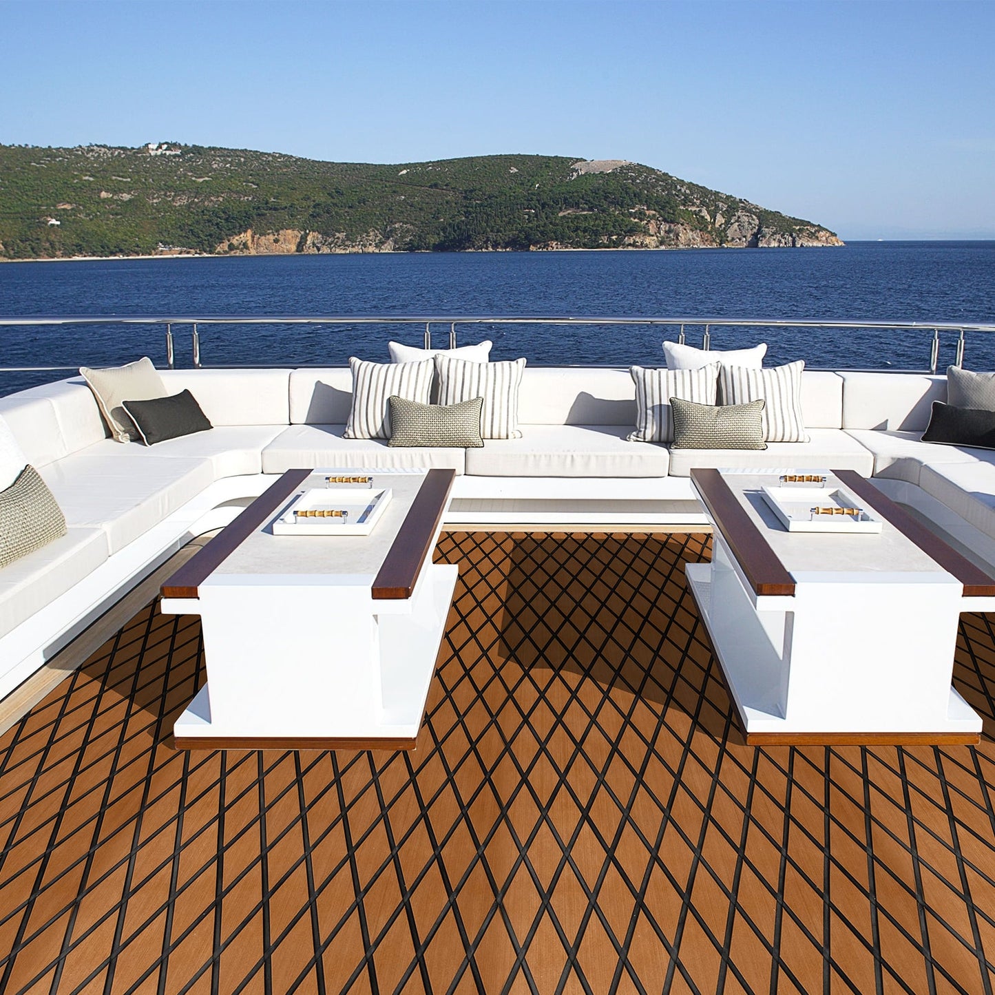 Non-Slip Waterproof Boat Decking Sheet with Self-Adhesive Backing-Brown