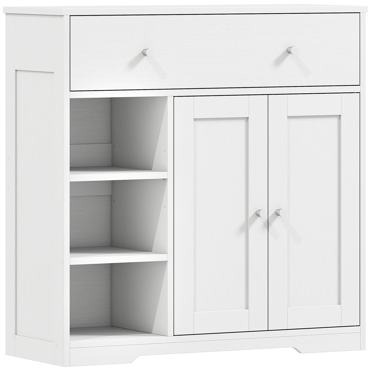HOMCOM Bathroom Floor Cabinet, Freestanding Bathroom Cabinet with Drawer, Door, Open Shelves, White