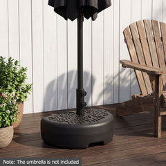 Half Round Patio Umbrella Base Fillable Stand with Decorative Patterns-Black