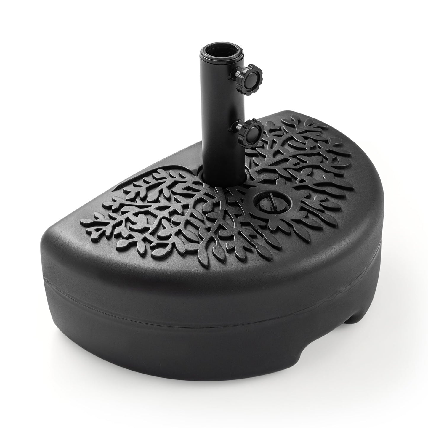 Half Round Patio Umbrella Base Fillable Stand with Decorative Patterns-Black