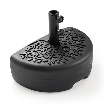 Half Round Patio Umbrella Base Fillable Stand with Decorative Patterns-Black
