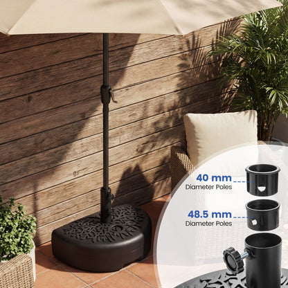 Half Round Patio Umbrella Base Fillable Stand with Decorative Patterns-Black