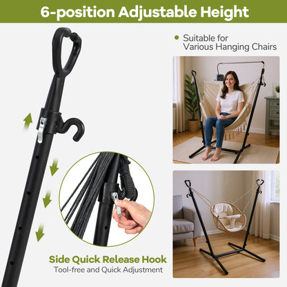 Hammock Chair with Stand and Phone Holder-Beige