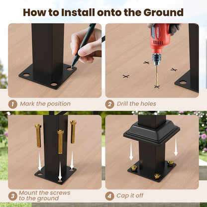 Handrail for Outdoor Steps Fits 0-2/3/4/5/6 Steps with Flexible Angle Adjustment-4 step