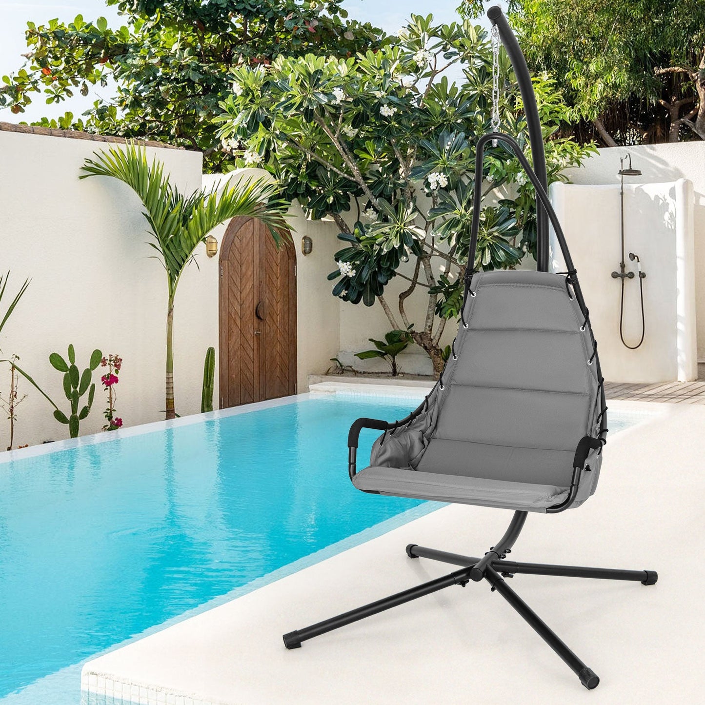 Hammock Swing Chair with Extra Large Padded Seat-Grey