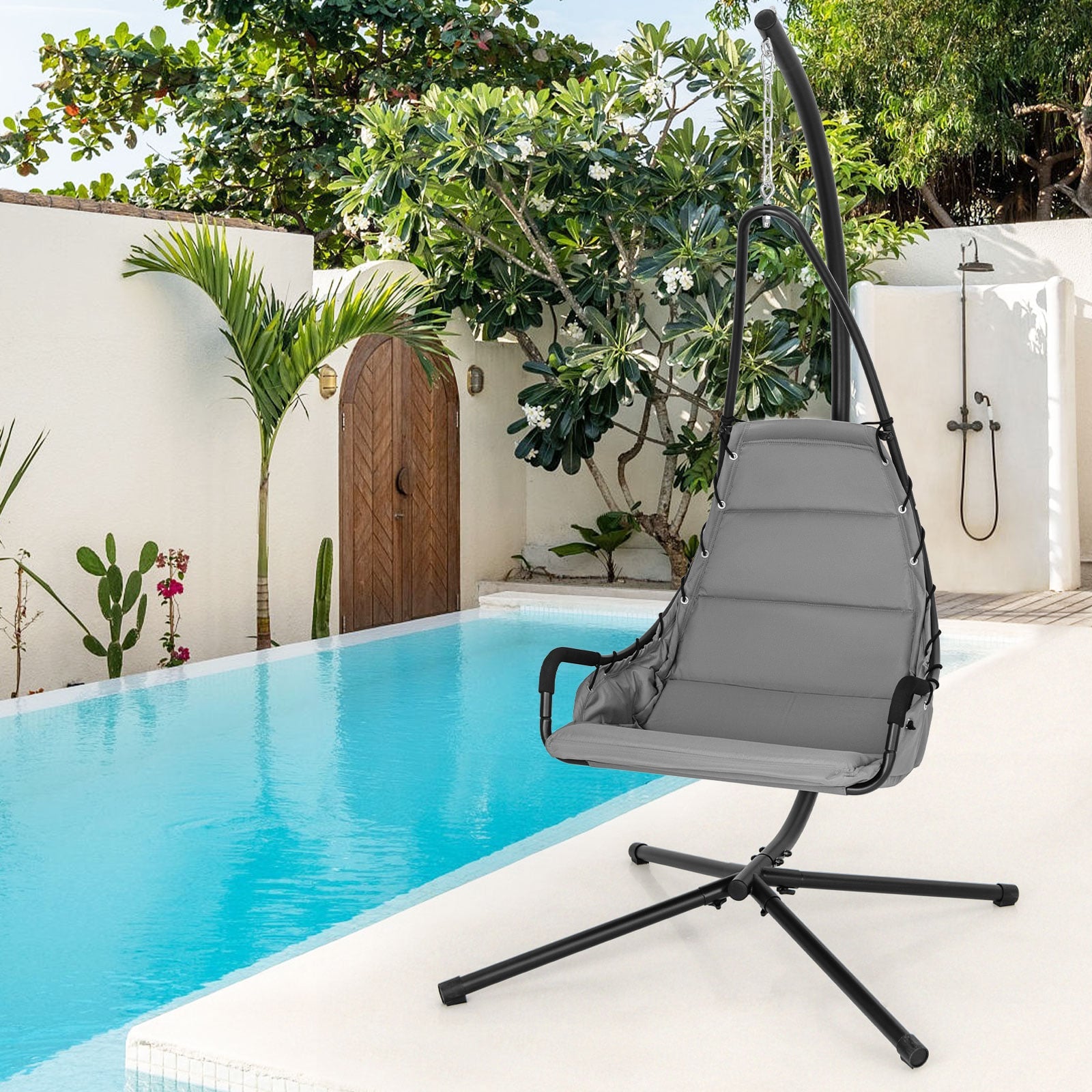 Hammock Swing Chair with Extra Large Padded Seat-Grey