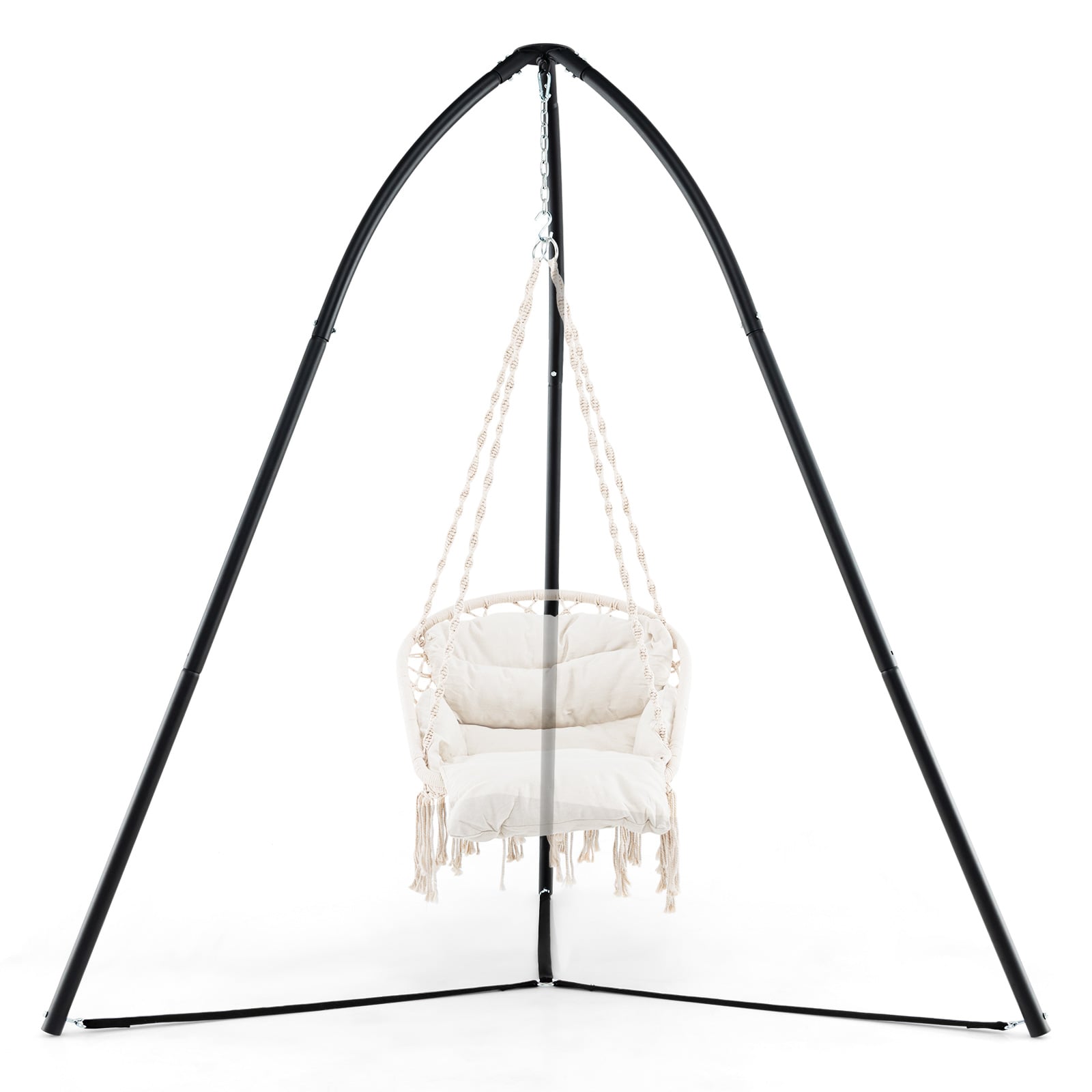 Hanging Chair Stand with Hanging Chain for Lounger Saucer-Black