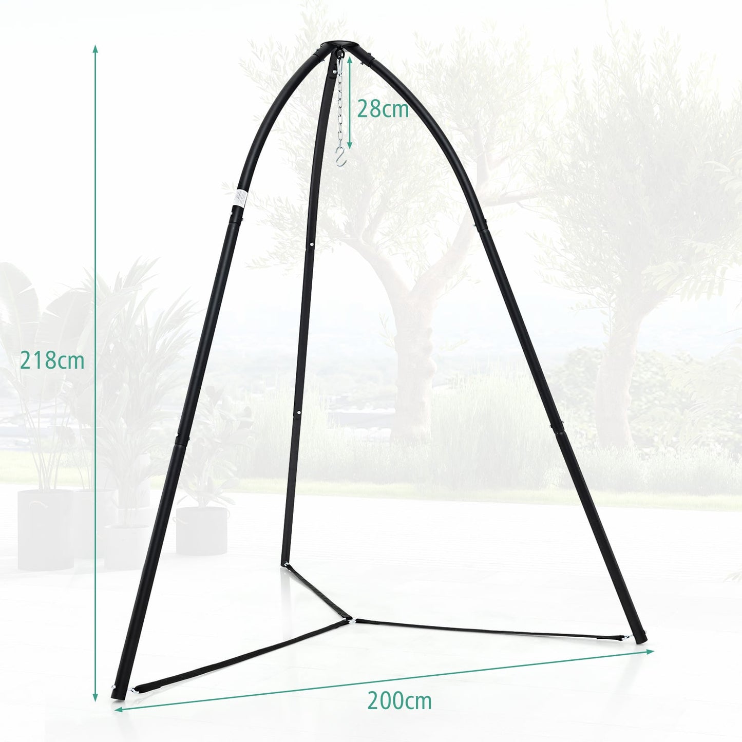 Hanging Chair Stand with Hanging Chain for Lounger Saucer-Black