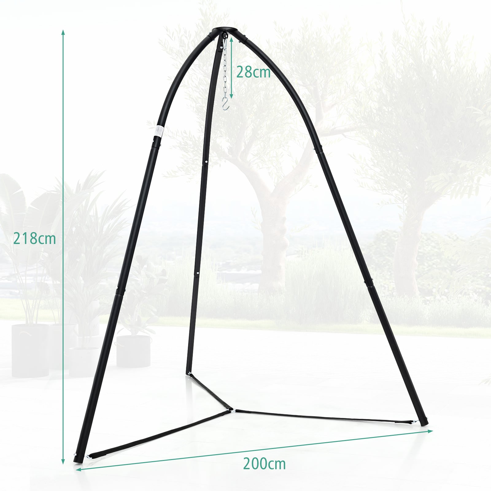 Hanging Chair Stand with Hanging Chain for Lounger Saucer-Black