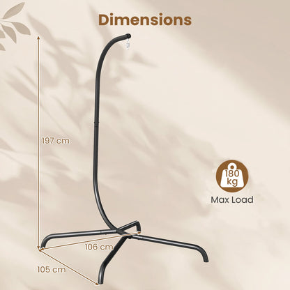 Heavy Duty Metal Hammock C-Stand with Spring Hook and 360° Rotation