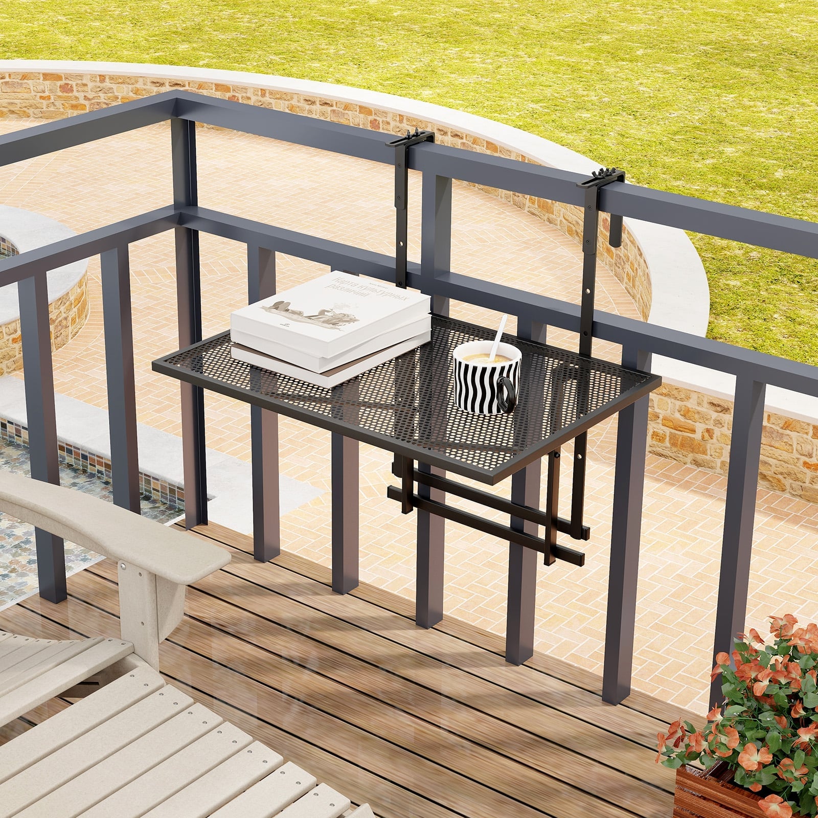 Hanging Foldable Table Floating Desk Planter with Holder