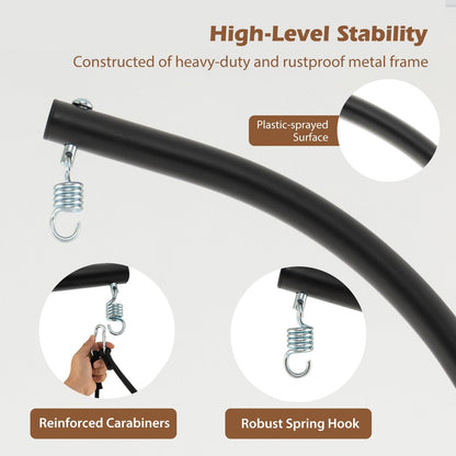 Indoor Outdoor Hanging Swing Chair with Stand and Woven Backrest-Grey