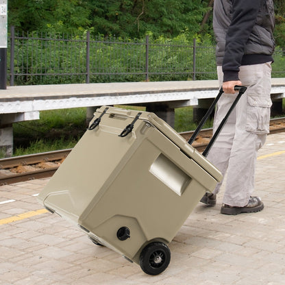 40 L Ice Chest Hard Cooler with Wheels and Handle-Tan