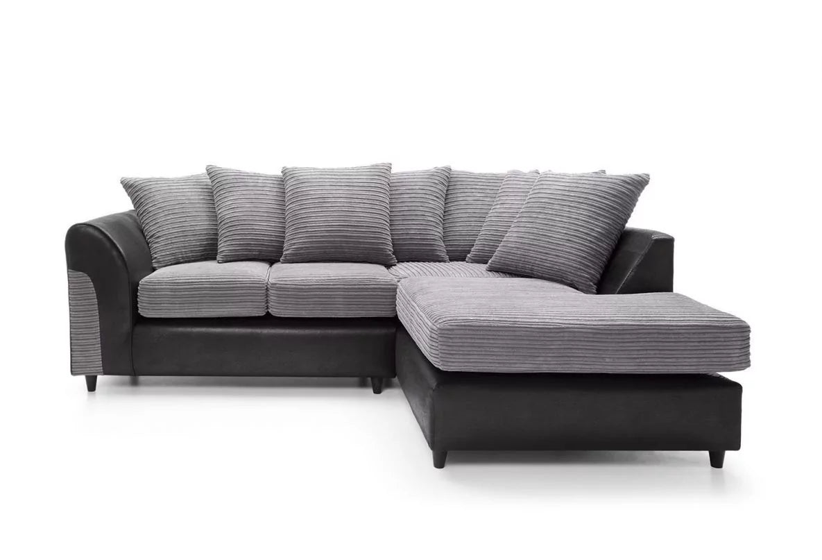 Harley Cord Fabric Corner Sofa - Black-Right Facing