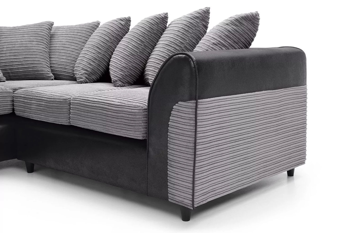 Harley Cord Fabric Corner Sofa - Black-Left Facing