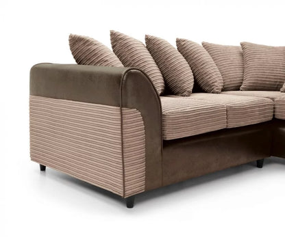 Harley Cord Fabric Corner Sofa - Brown-Right Facing