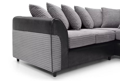 Harley Cord Fabric Corner Sofa - Black-Right Facing