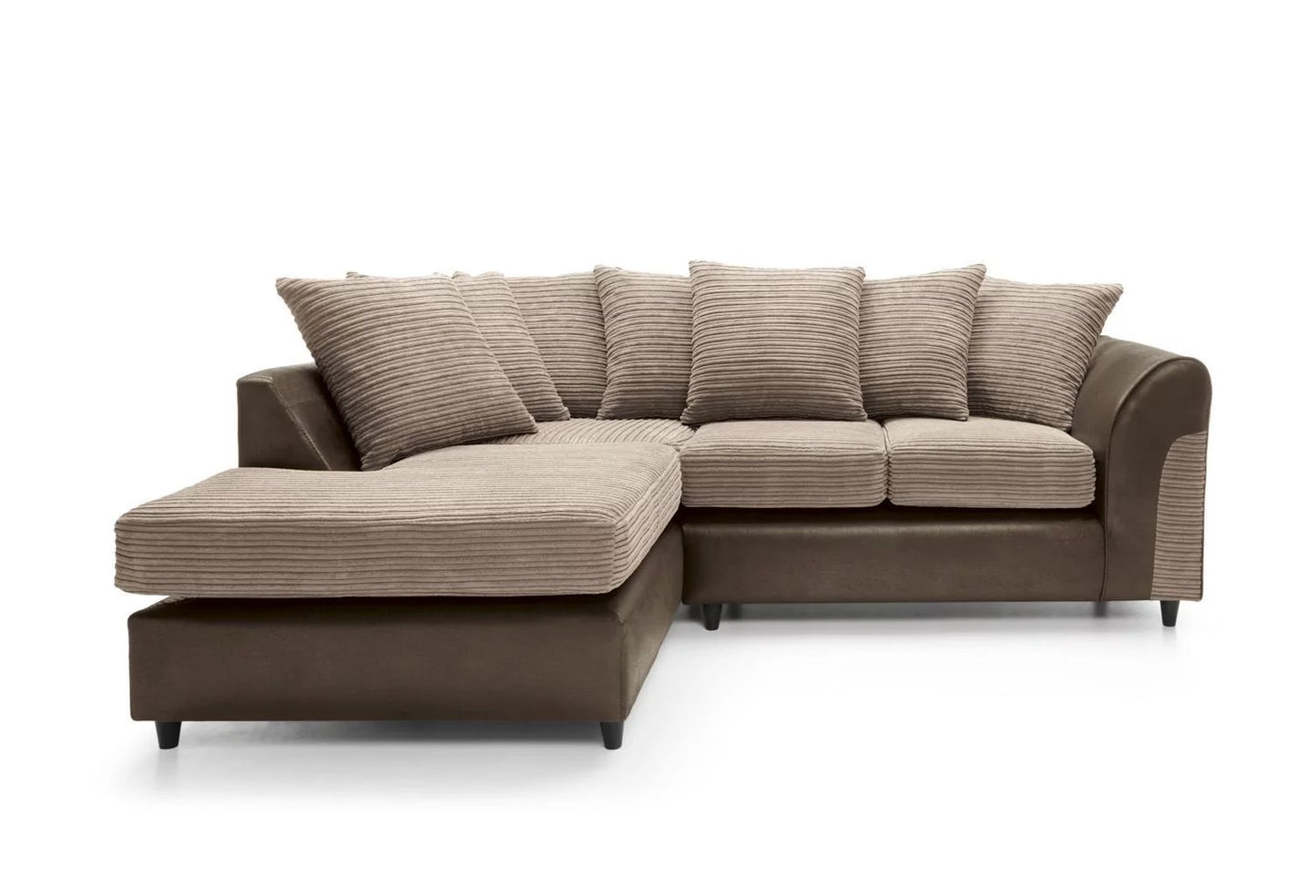 Harley Cord Fabric Corner Sofa - Brown-Left Facing