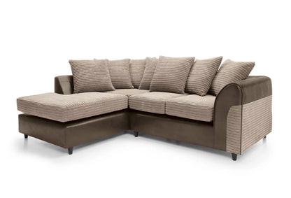 Harley Cord Fabric Corner Sofa - Brown-Left Facing