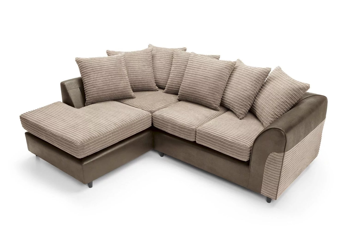 Harley Cord Fabric Corner Sofa - Brown-Left Facing