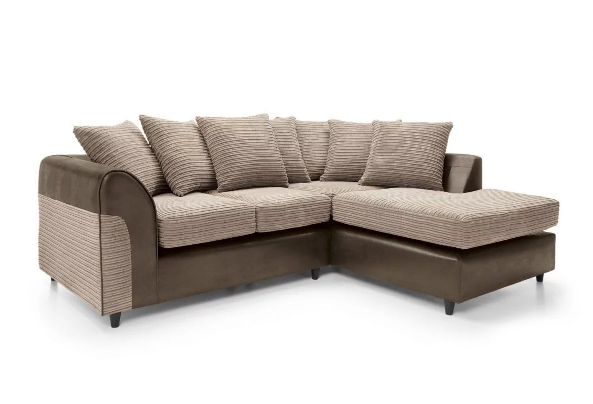 Harley Cord Fabric Corner Sofa - Brown-Right Facing