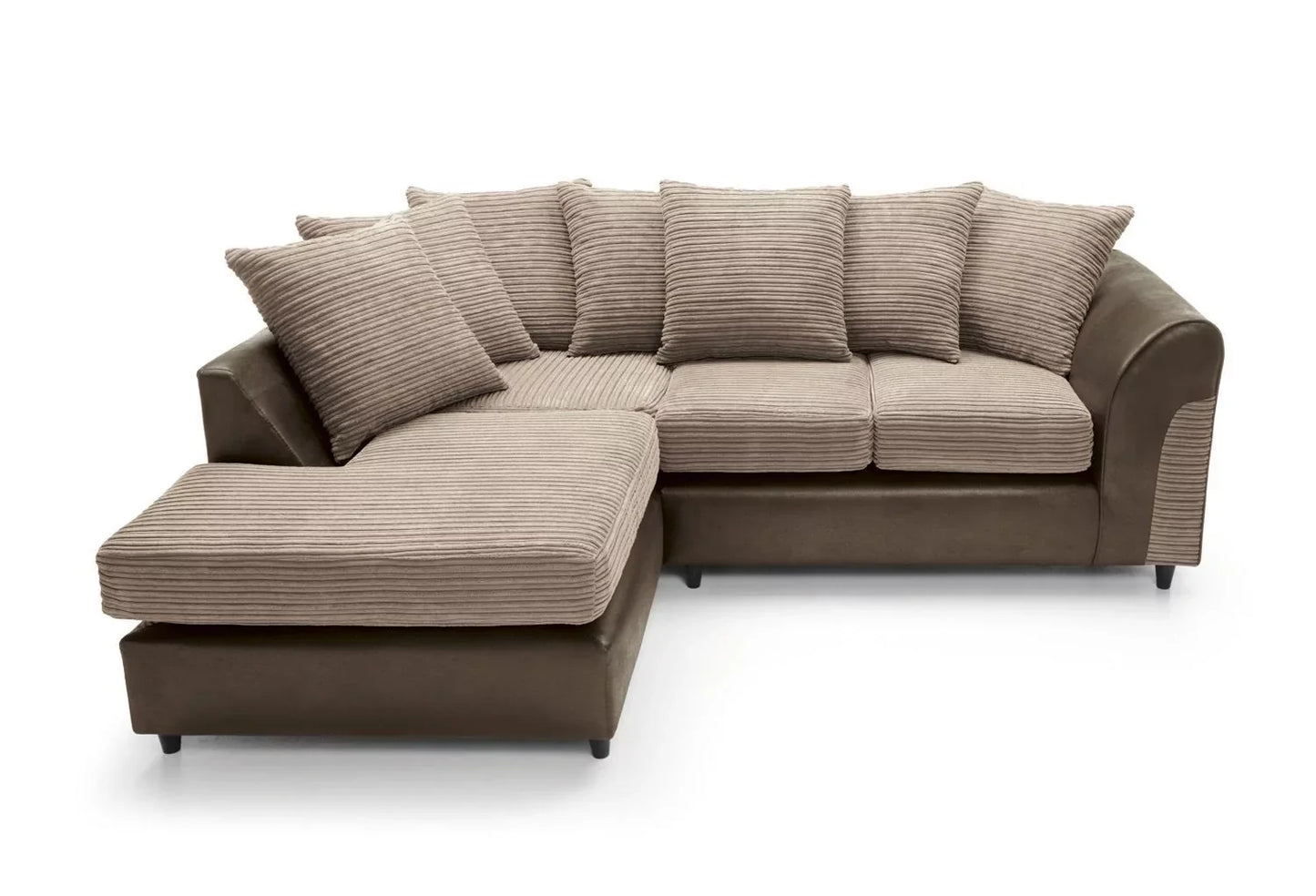 Harley Cord Fabric Corner Sofa - Brown-Left Facing