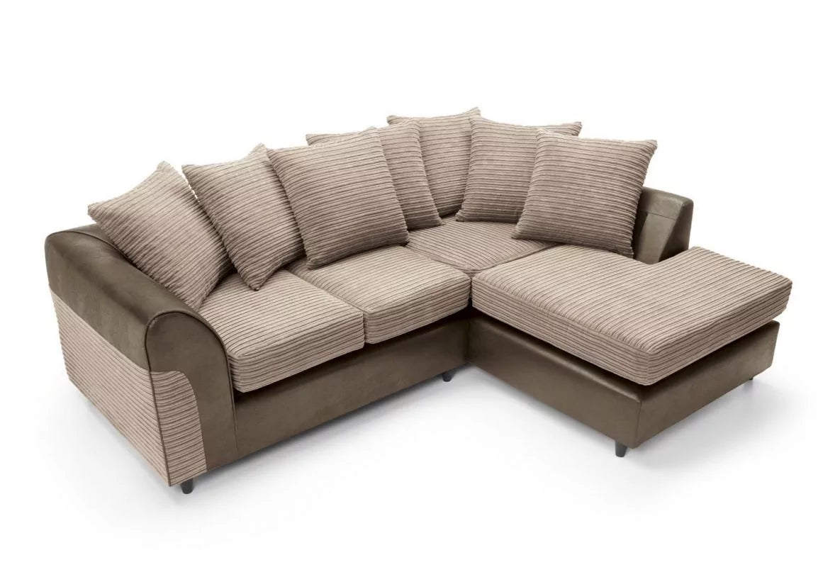Harley Cord Fabric Corner Sofa - Brown-Right Facing