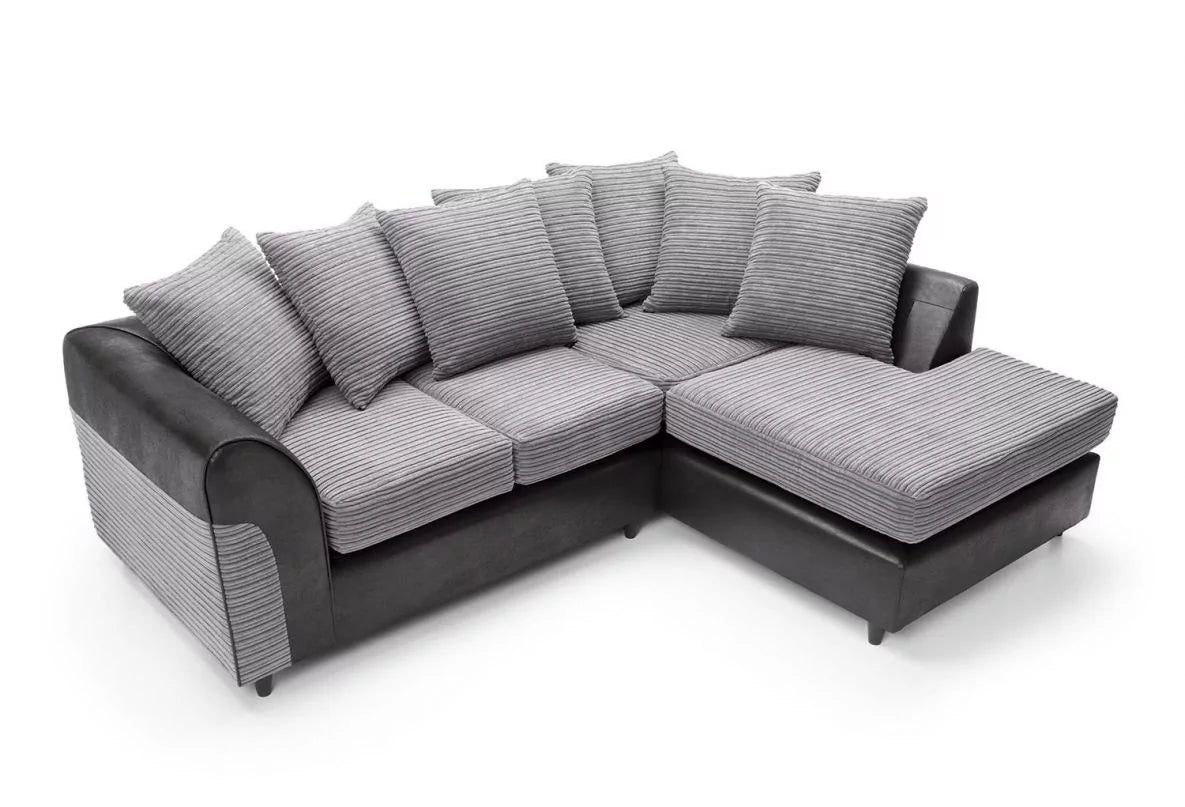 Harley Cord Fabric Corner Sofa - Black-Right Facing