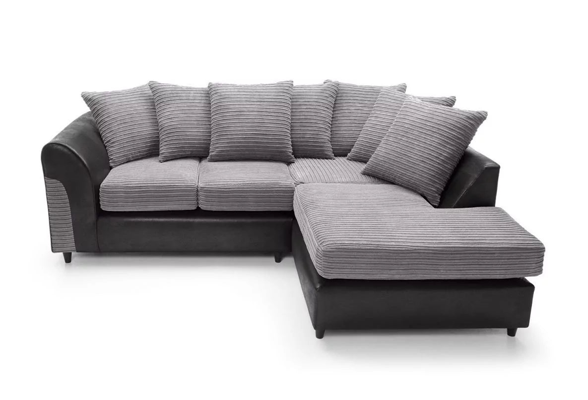 Harley Cord Fabric Corner Sofa - Black-Right Facing