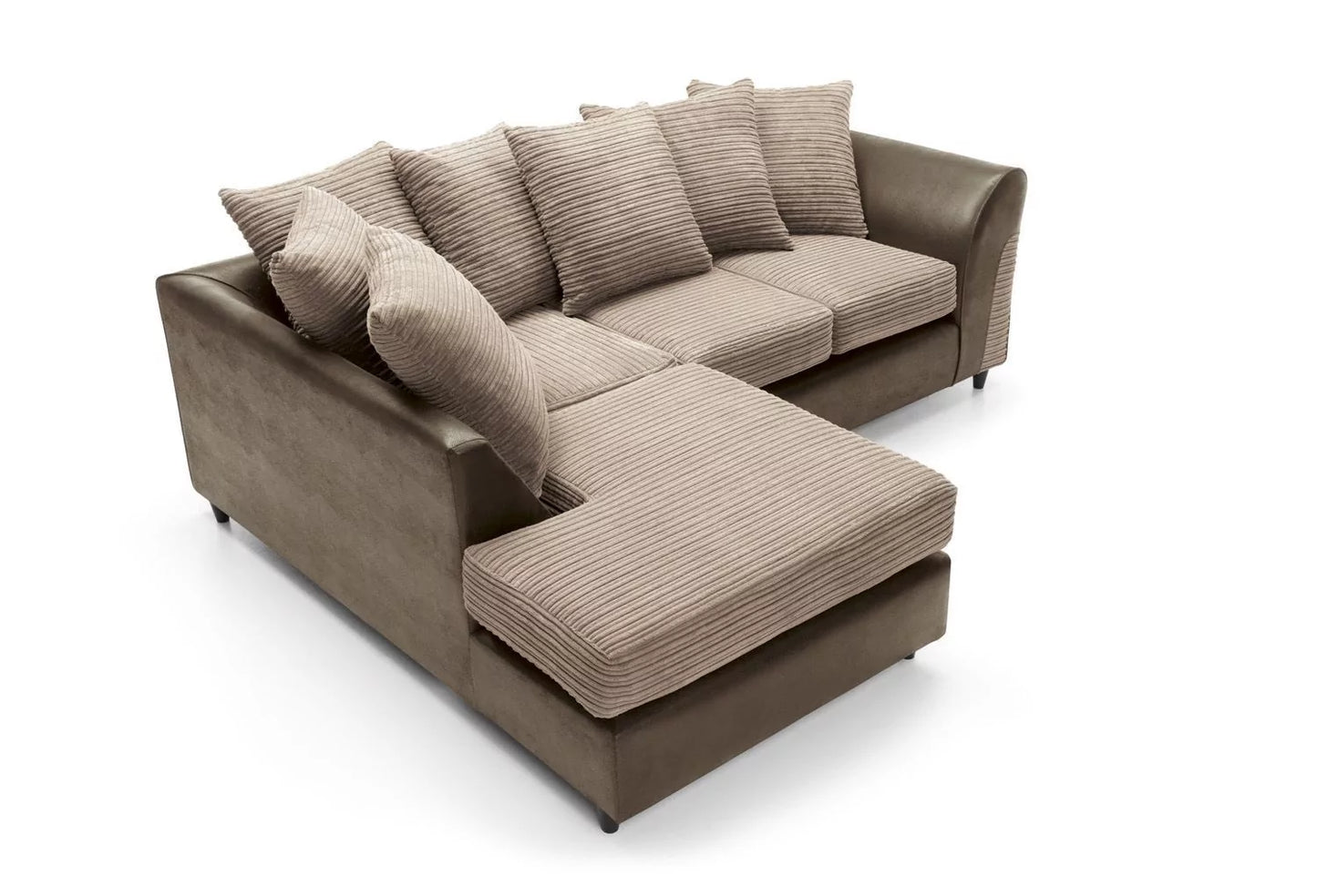 Harley Cord Fabric Corner Sofa - Brown-Left Facing