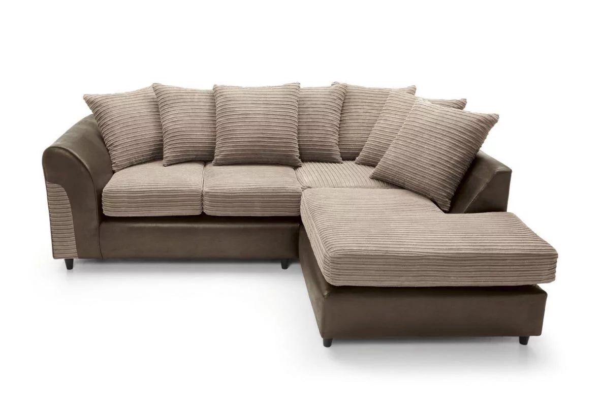 Harley Cord Fabric Corner Sofa - Brown-Right Facing