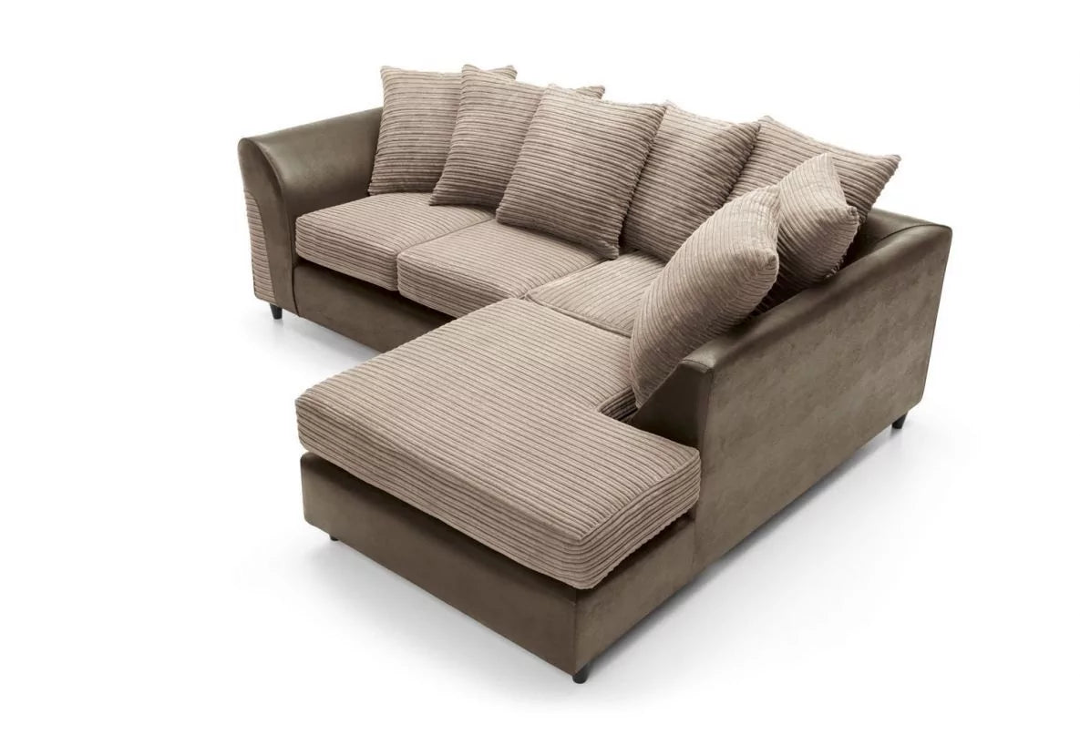 Harley Cord Fabric Corner Sofa - Brown-Right Facing