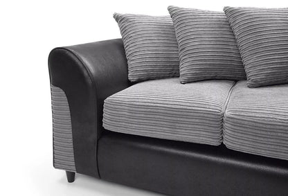 Harley Cord Fabric Corner Sofa - Black-Right Facing