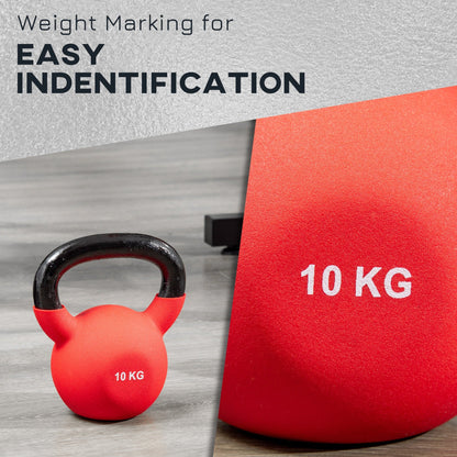 HOMCOM Soft Kettlebell, 10kg Kettle Bell with Non-Slip Handle for Home Gym Weight Lifting and Strength Training, Red