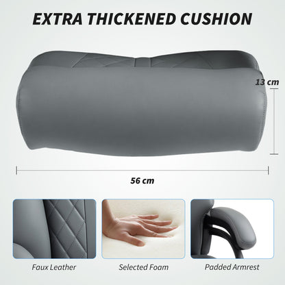 HOMCOM Super Padded Faux Leather Office Chair - Charcoal Grey