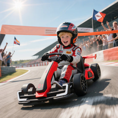 HOMCOM 24V Electric Go Kart for Kids with Adjustable Seat for 6-12 Years, Red