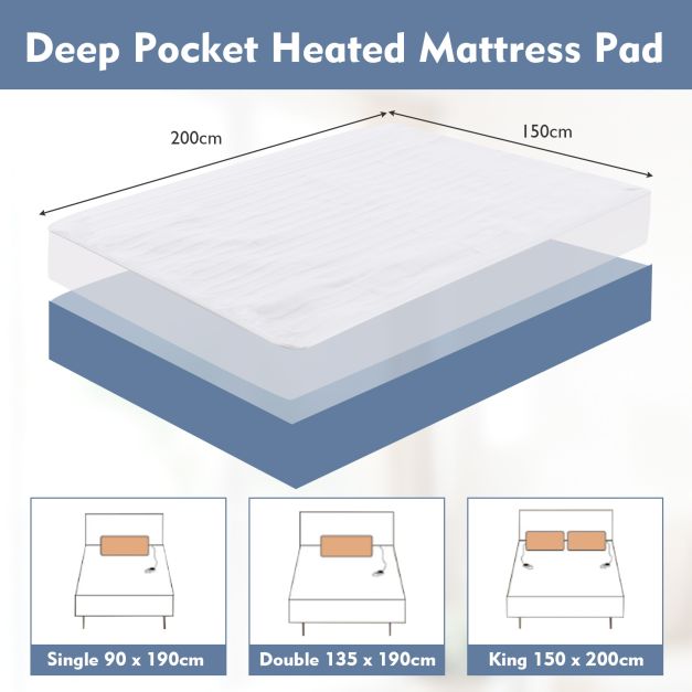 Heated Mattress Pad with 8 Temp Settings and Timing Function-L