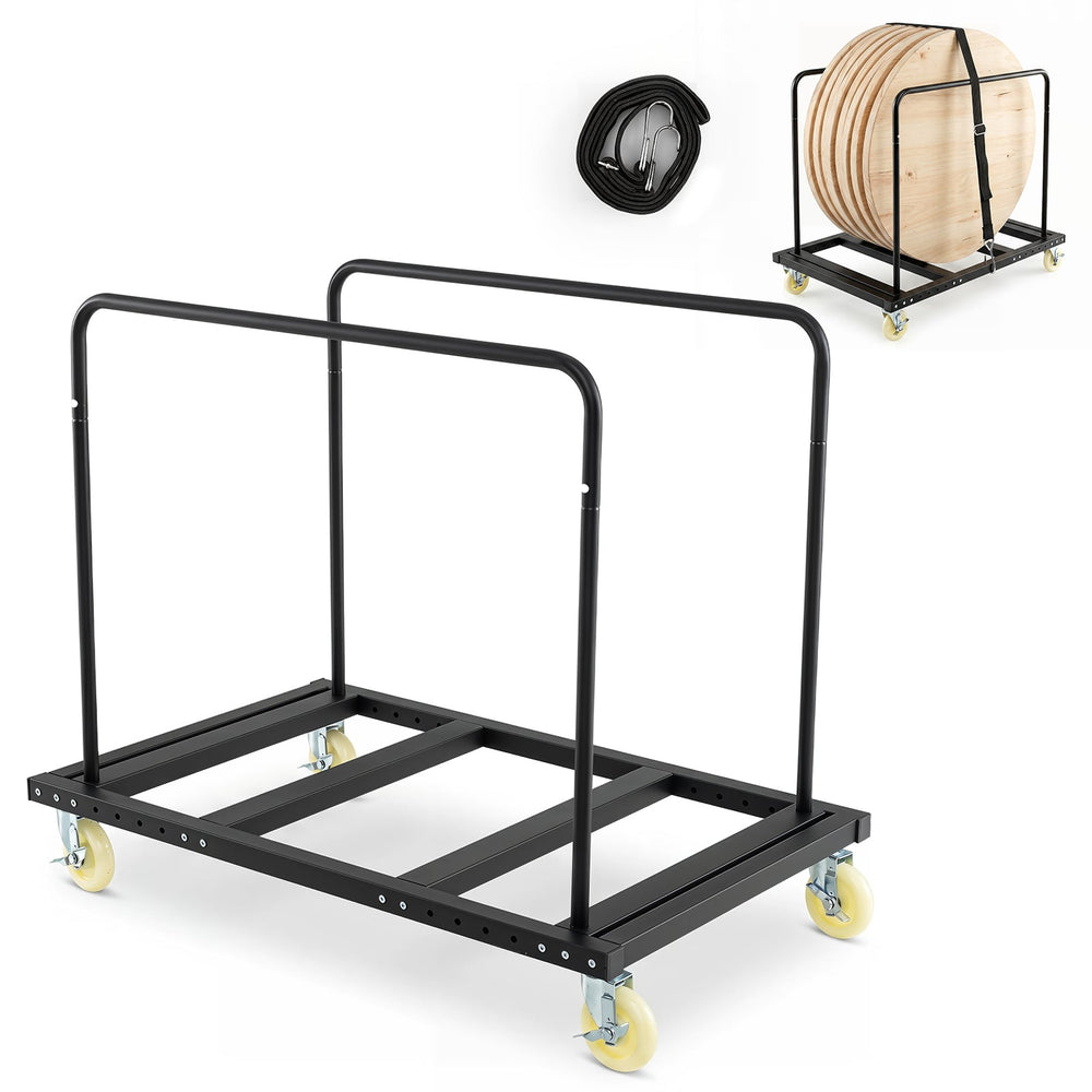 Heavy Duty Folding Table Cart with Lockable Wheels and Binding Rope for Warehouse