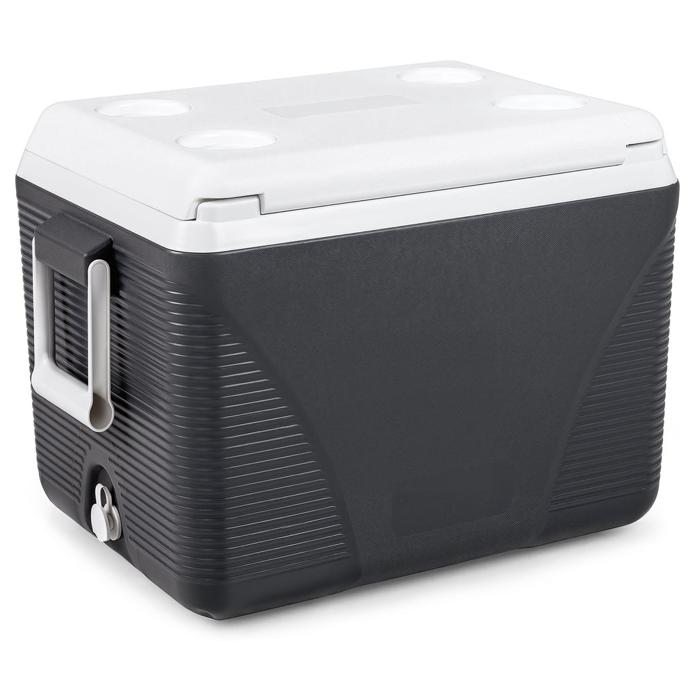 Heavy Duty Injection Molded Cooler with Cup Holders for Outdoor Use-Black