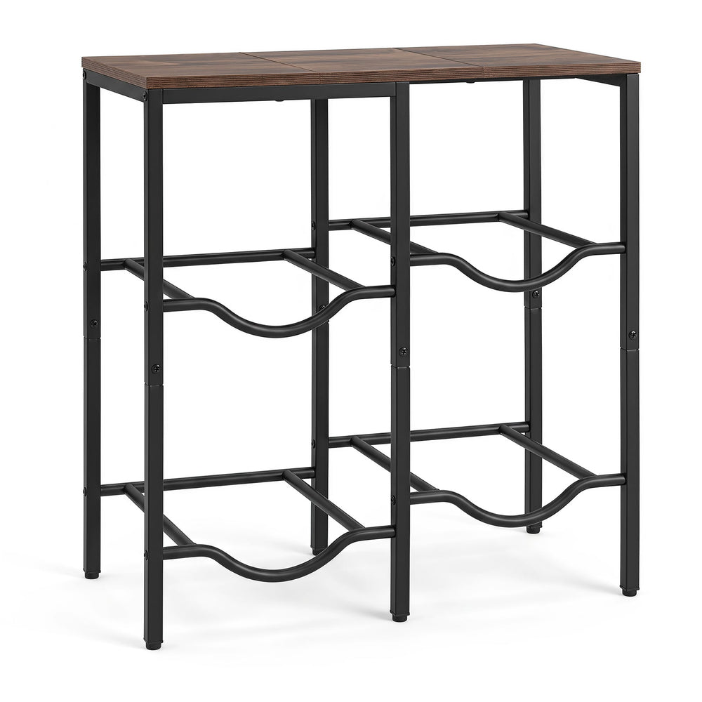 Heavy Duty Metal Frame Water Jug Shelf with Adjustable Foot Pads-Rustic Brown