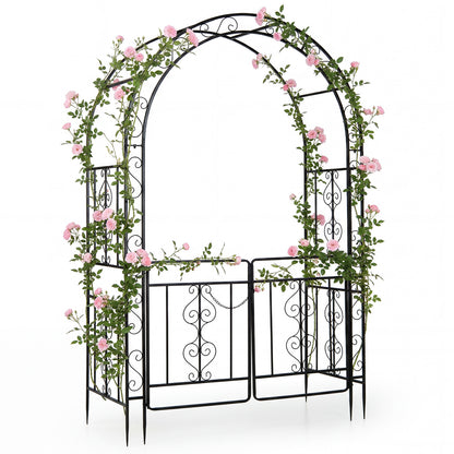 Heavy Duty Metal Garden Arch with Arched Top and Lockable Doors