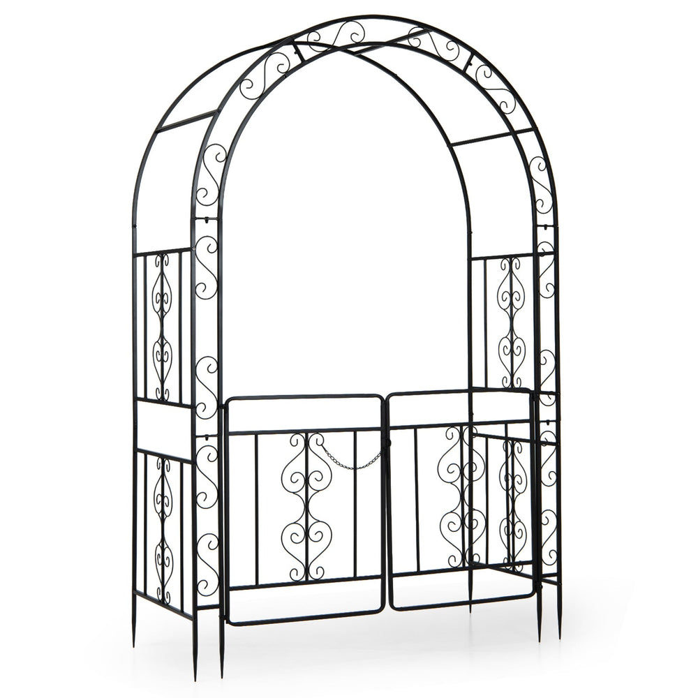 Heavy Duty Metal Garden Arch with Arched Top and Lockable Doors