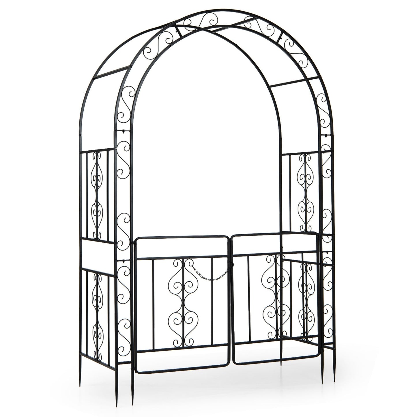 Heavy Duty Metal Garden Arch with Arched Top and Lockable Doors
